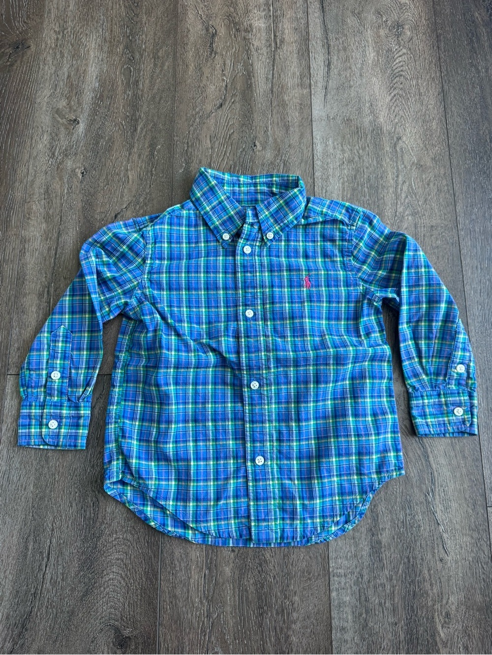 Polo by Ralph Lauren Blue & Green Plaid Button-Down Shirt Boys Size 2T